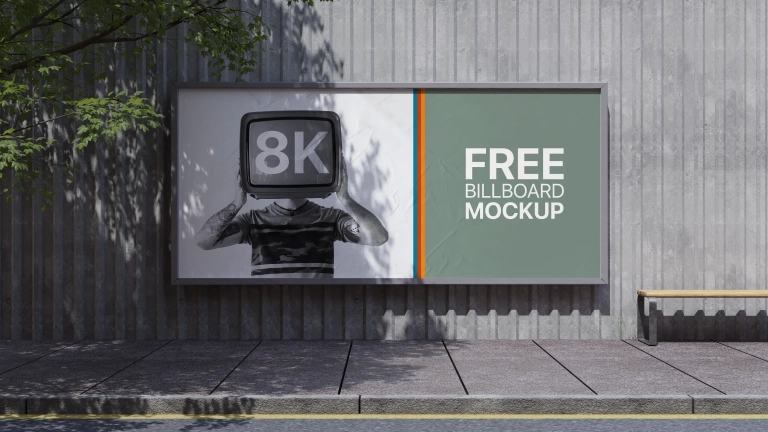 Free Wide Street Billboard template 8K Resolution
